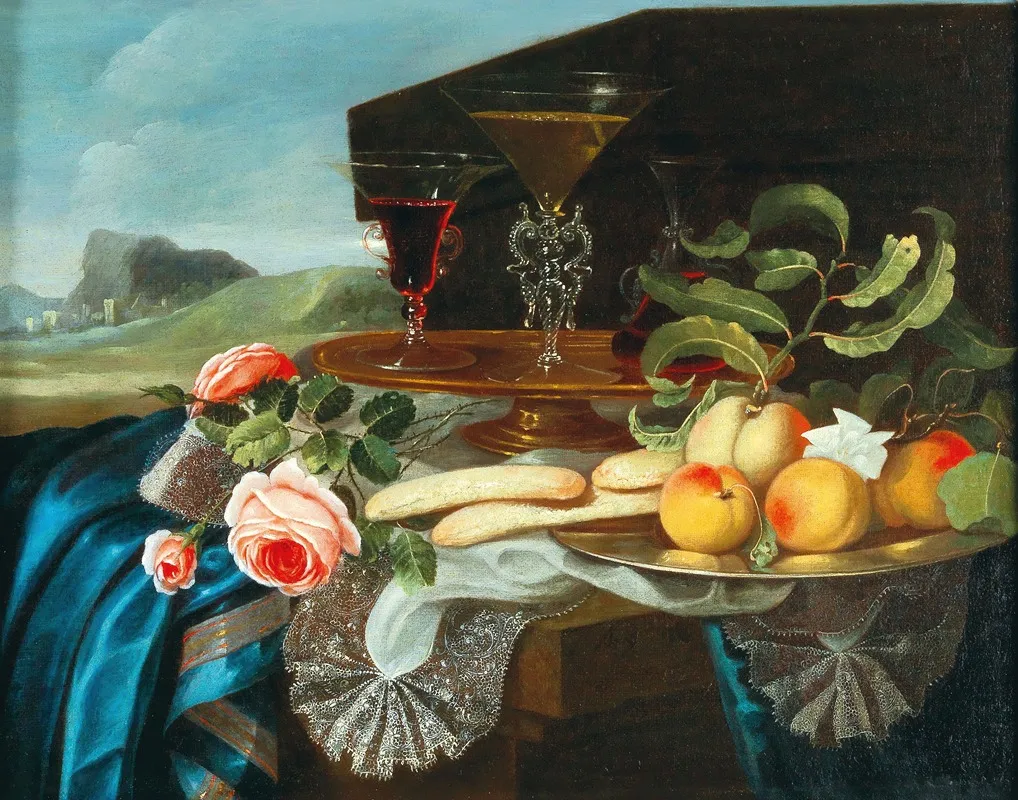 Still Life Of Flowers And Fruit Wall Art by Maximilian Pfeiler - High-Resolution Digital Print