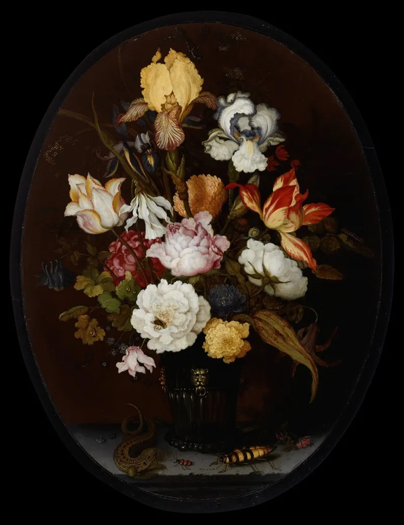 Still Life Of Flowers In A Glass Vase Wall Art by Balthasar van der Ast - High-Resolution Digital Print