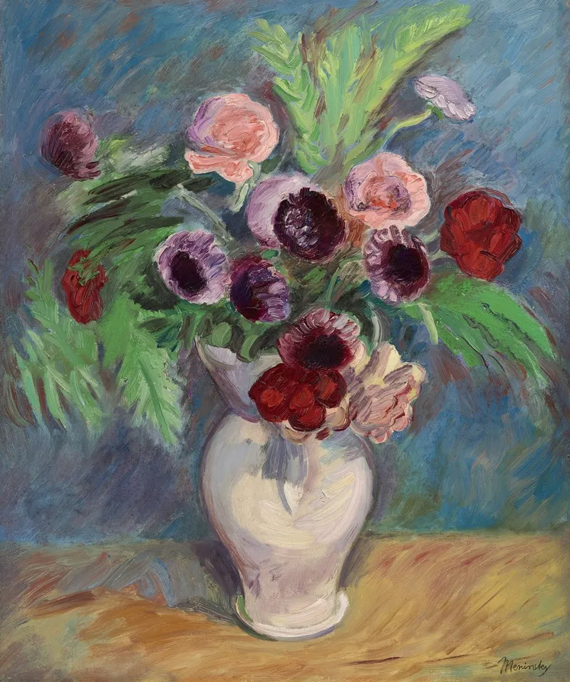Still Life Of Flowers In A Vase 3 Wall Art by Bernard Meninsky - High-Resolution Digital Print