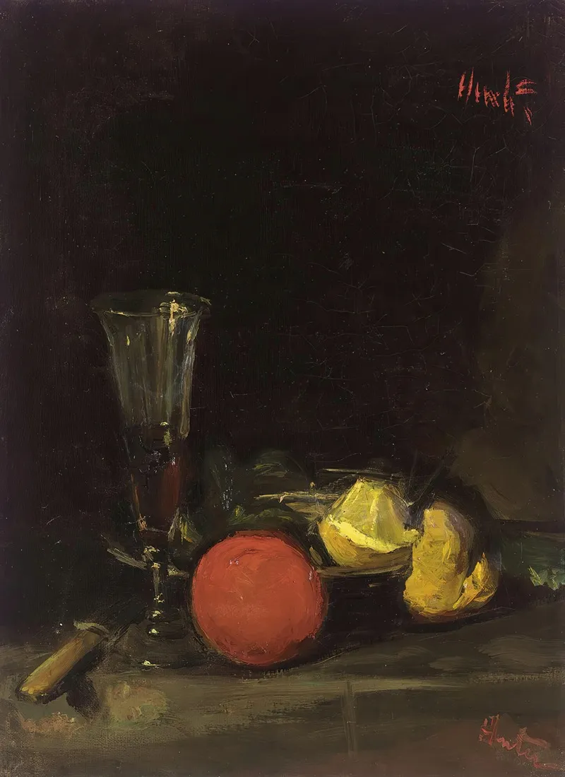 Still Life Of Fruit And A Wine Glass Wall Art by George Leslie Hunter - High-Resolution Digital Print