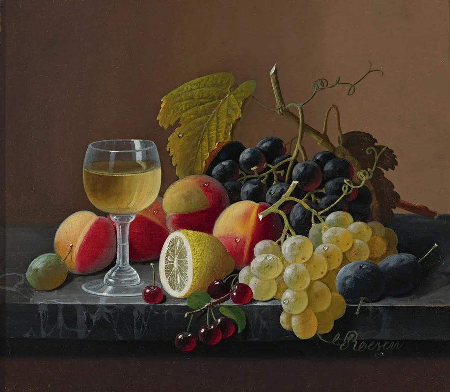 Still Life Of Fruit With Lemon Wall Art by Severin Roesen - High-Resolution Digital Print