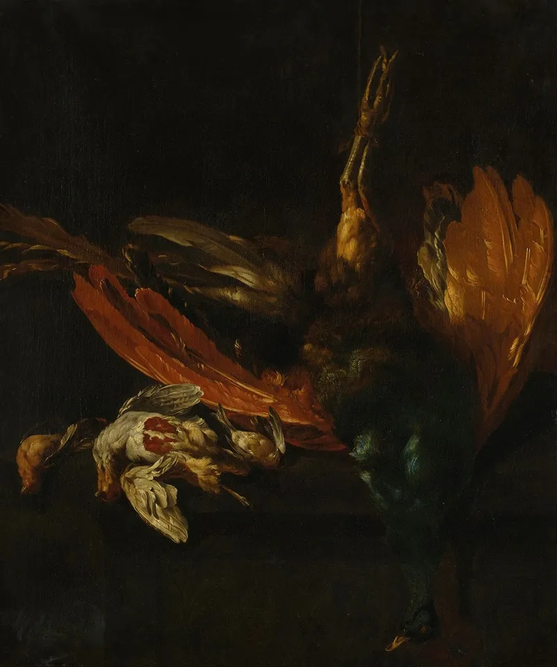 Still Life Of Game Birds On A Ledge Wall Art by Pieter Casteels III - High-Resolution Digital Print