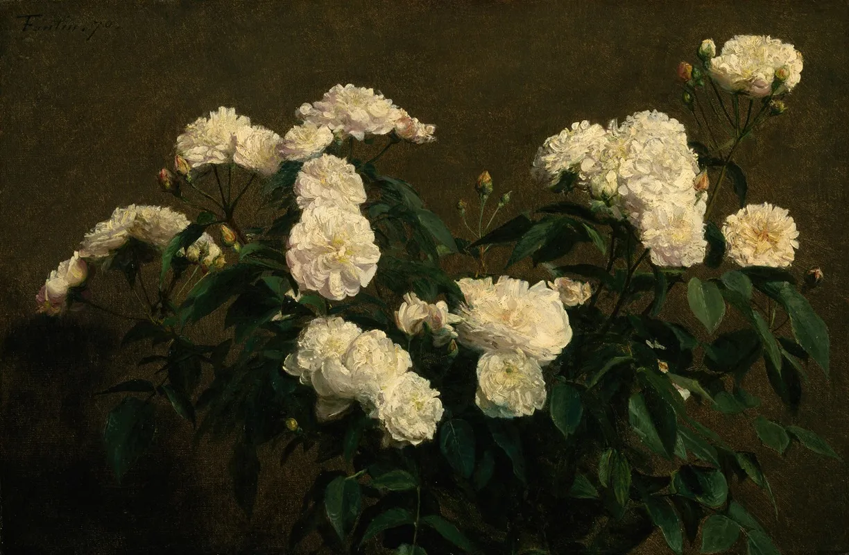 Still Life Of White Roses Wall Art by Henri Fantin-Latour - High-Resolution Digital Print