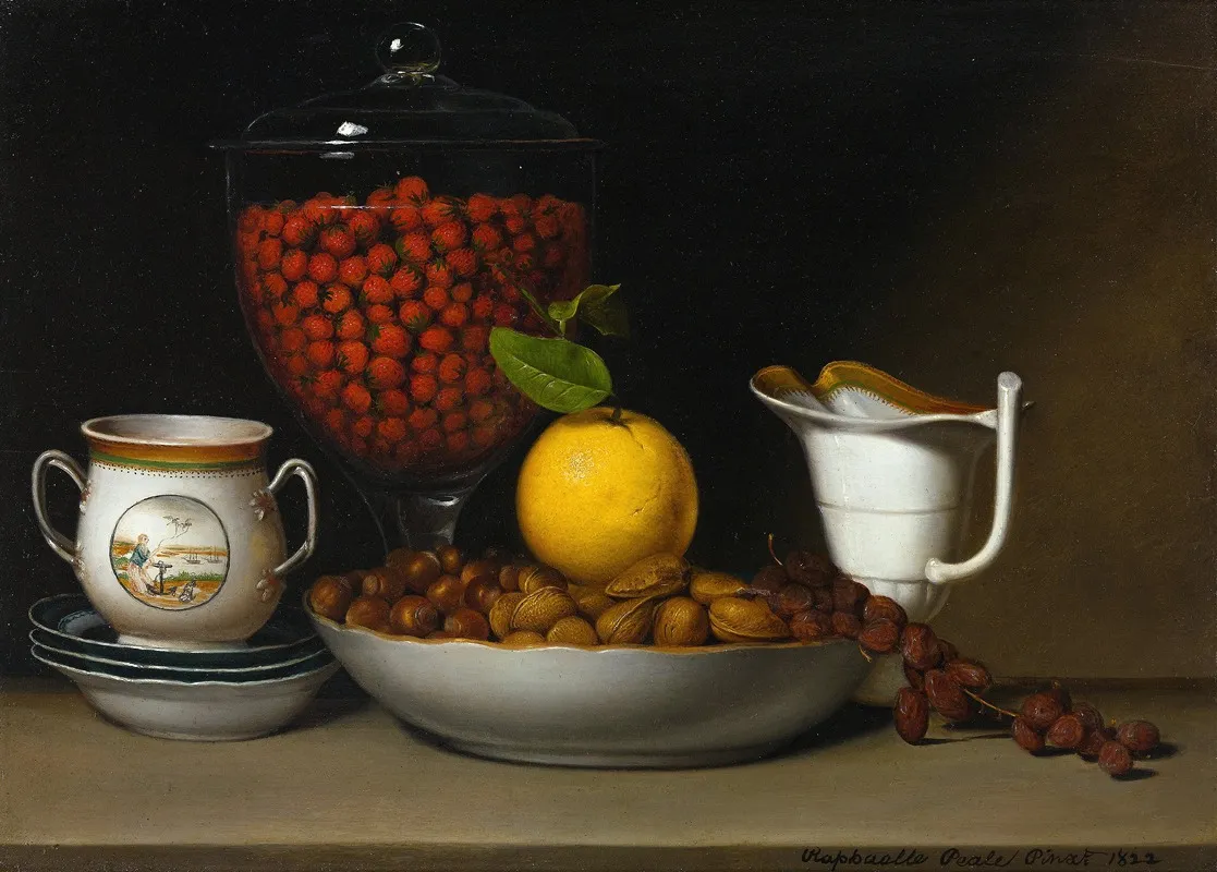 Still Life Strawberries Nuts Wall Art by Raphaelle Peale - High-Resolution Digital Print