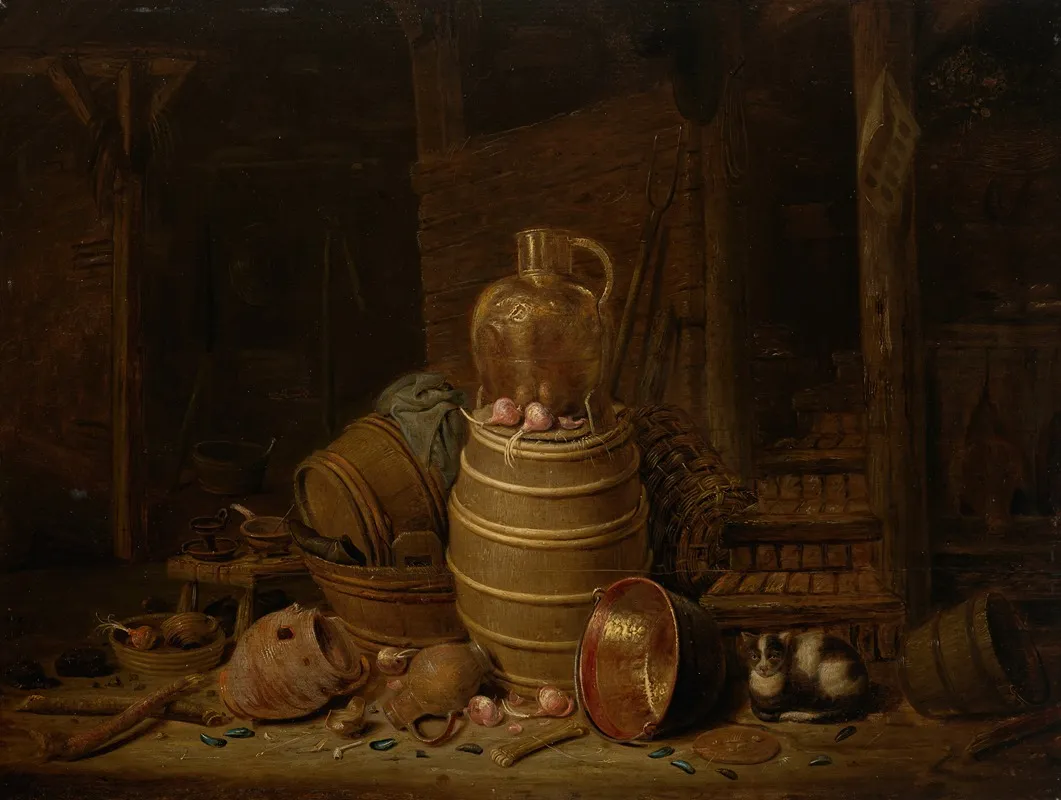 Still Life With A Barrel Wall Art by Jan Spanjaert - High-Resolution Digital Print