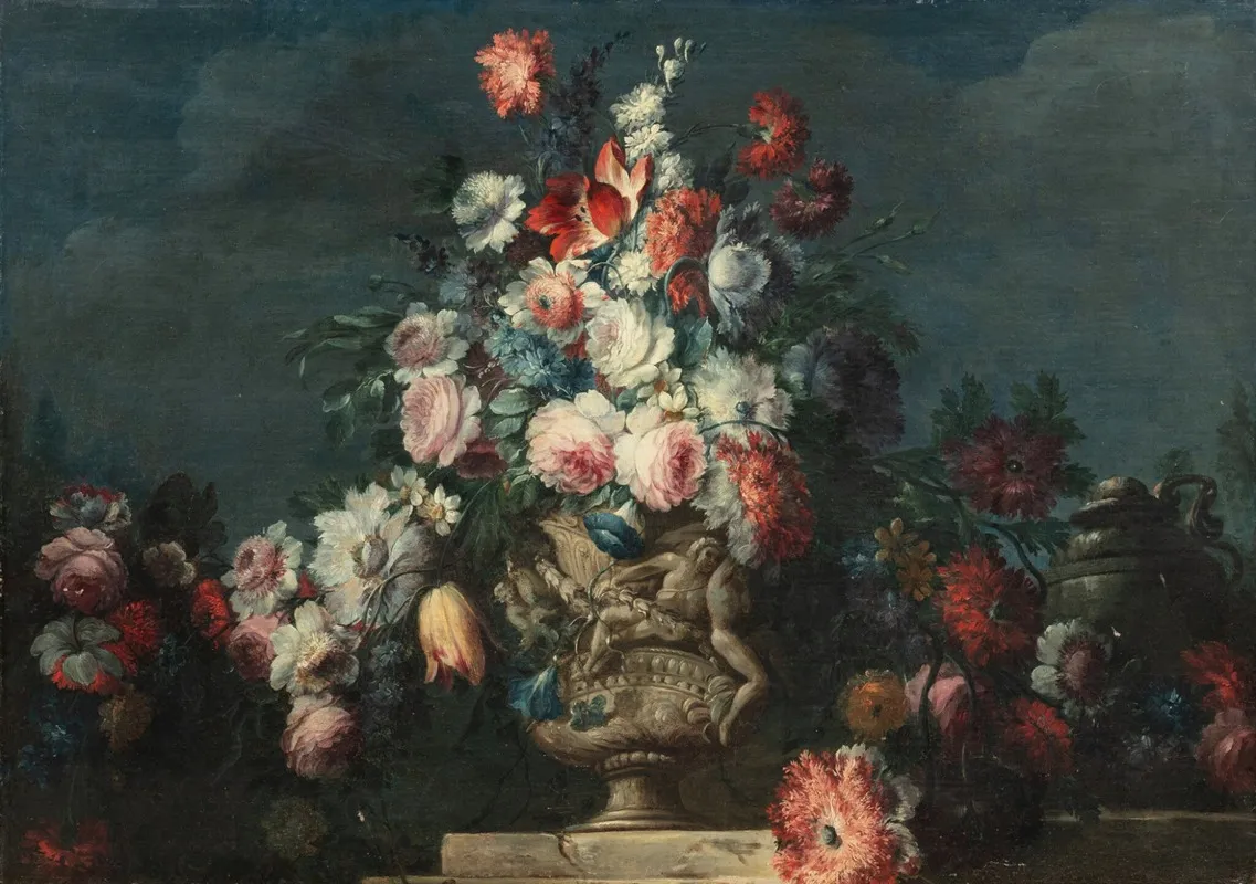Still Life With A Bouquet Wall Art by Michele Antonio Rapous - High-Resolution Digital Print