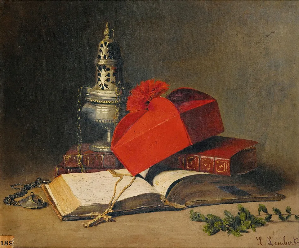 Still Life With A Censer And A Cardinals Hat Wall Art by Louis-Eugène Lambert - High-Resolution Digital Print
