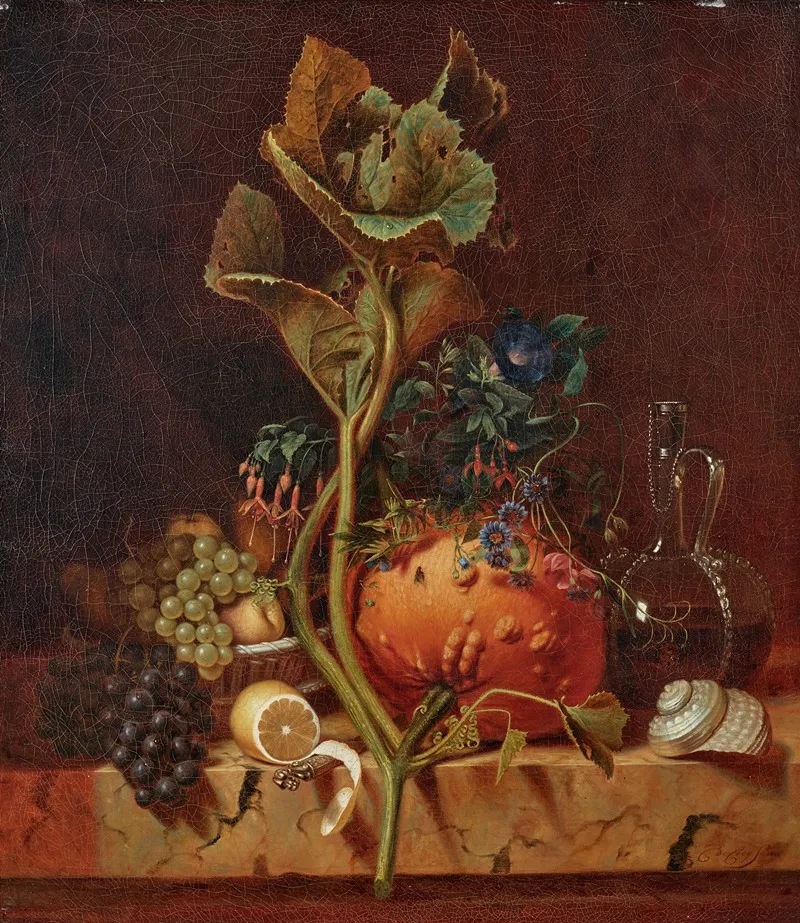 Still Life With A Coloquinte A Lemon And A Facon De Venise Carafe Wall Art by Cornelis de Cocq - High-Resolution Digital Print