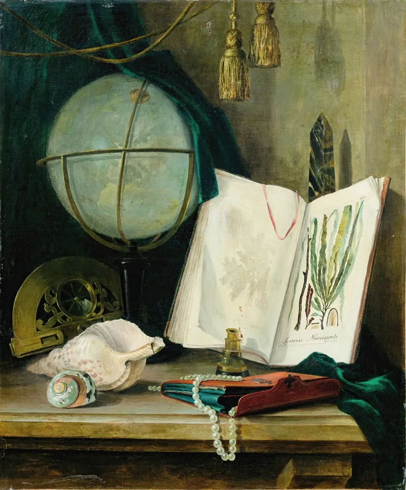 Still Life With A Globe And Shells Wall Art by Thomas Germain Joseph Duvivier - High-Resolution Digital Print