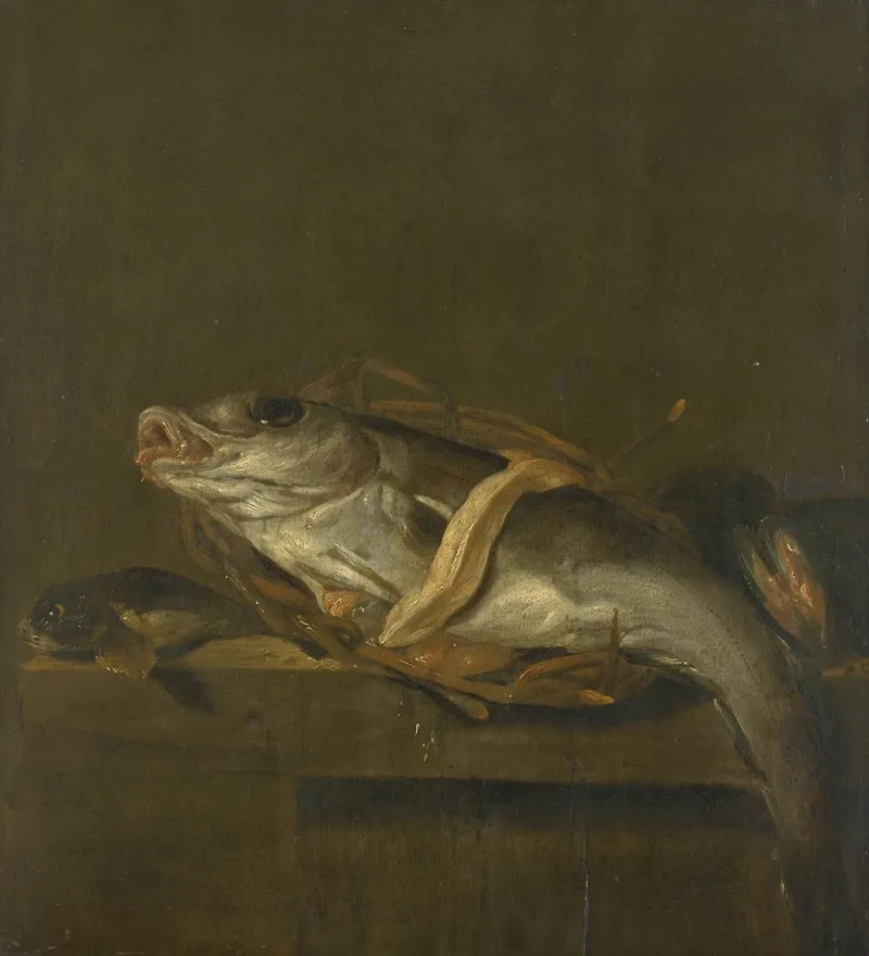 Still Life With A Haddock And Gurnard Wall Art by Jan Vonck - High-Resolution Digital Print