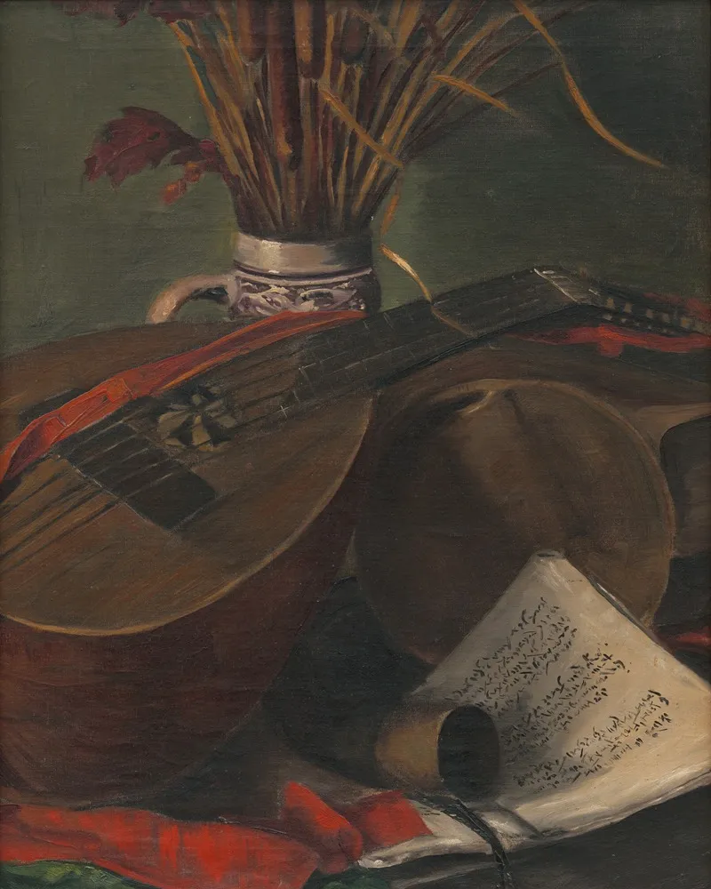 Still Life With A Mandolin Wall Art by Emil Ballo - High-Resolution Digital Print