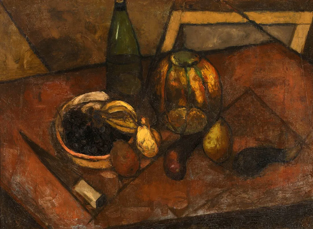 Still Life With A Melon And A Knife Wall Art by Tadeusz Makowski - High-Resolution Digital Print