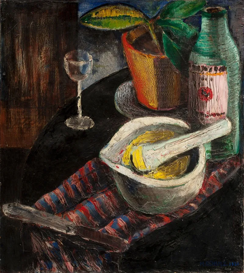 Still Life With A Mortar And Pestle Wall Art by Mieczysław Schulz - High-Resolution Digital Print