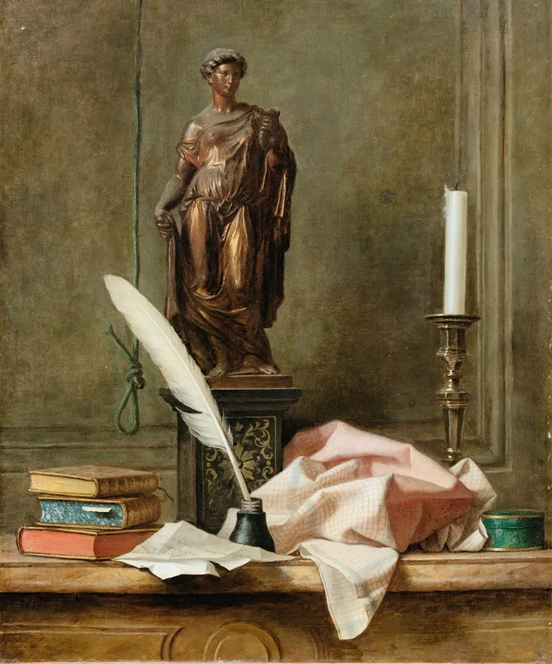 Still Life With A Statue And An Inkwell Wall Art by Thomas Germain Joseph Duvivier - High-Resolution Digital Print