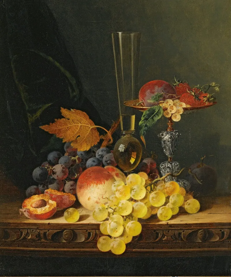 Still Life With A Tazza Fruit And A Wine Glass Wall Art by Edward Ladell - High-Resolution Digital Print
