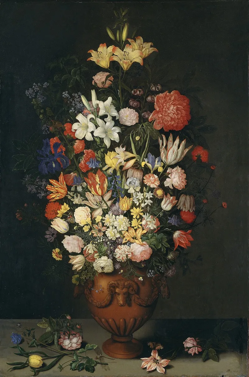 Still Life With A Vase Of Flowers Wall Art by Ambrosius Bosschaert the Elder - High-Resolution Digital Print