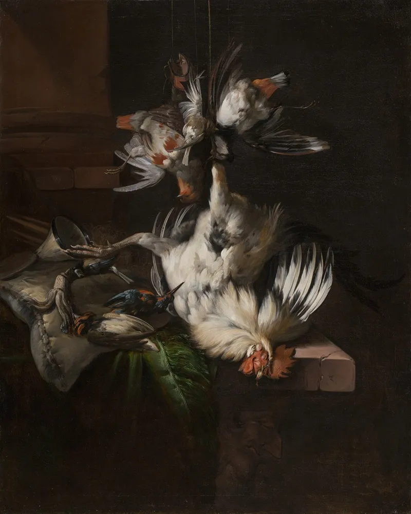 Still Life With A White Rooster Wall Art by William Gouw Ferguson - High-Resolution Digital Print
