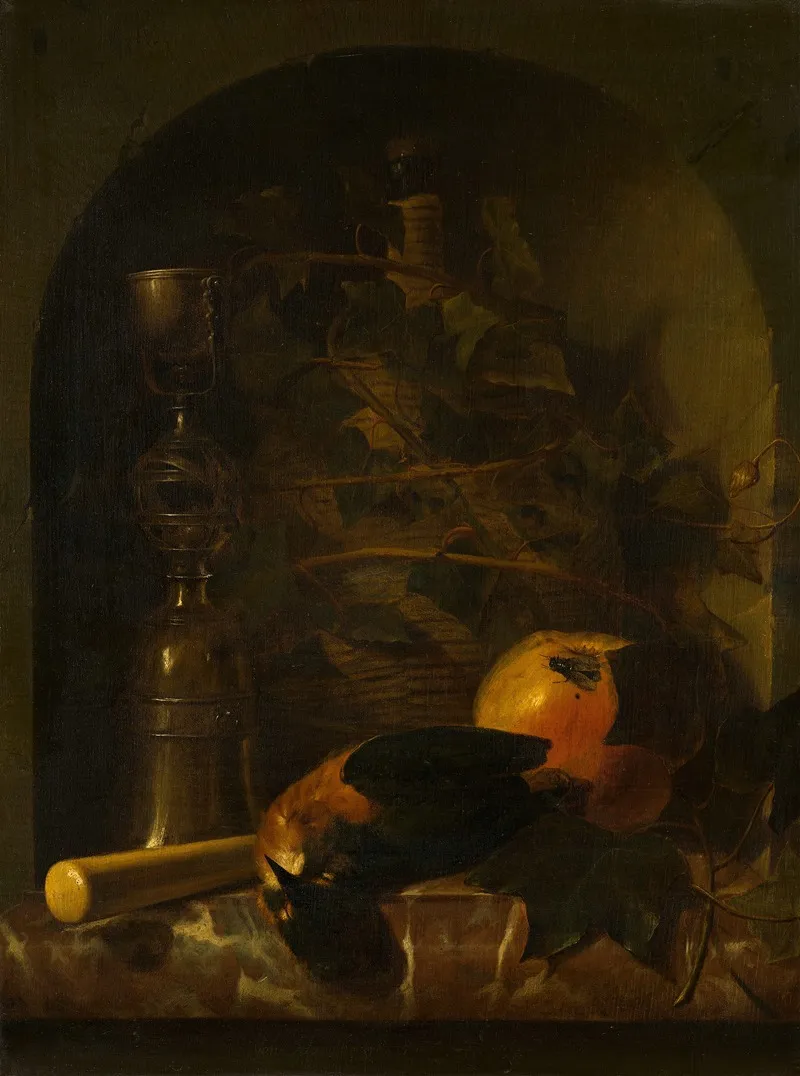 Still Life With A Wicker Jug Wall Art by Johan Van Haensbergen - High-Resolution Digital Print