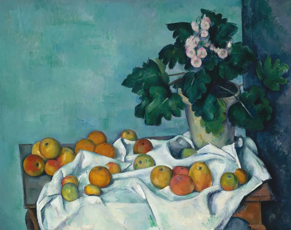 Still Life With Apples And A Pot Of Primroses