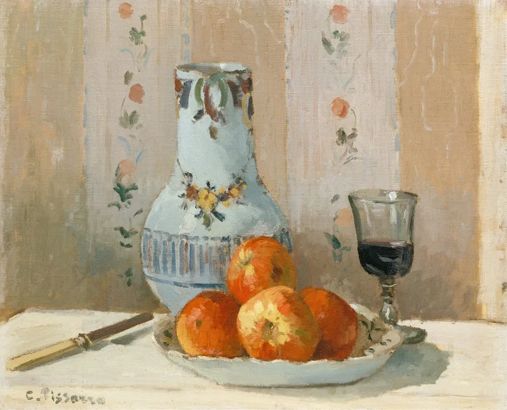 Still Life With Apples And Pitcher Wall Art by Camille Pissarro - High-Resolution Digital Print