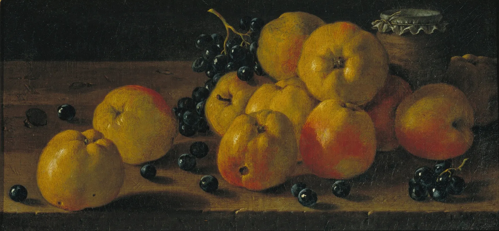 Still Life With Apples Grapes And A Pot Of Jam Wall Art by Luis Meléndez - High-Resolution Digital Print