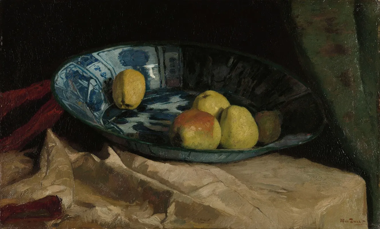 Still Life With Apples In A Delft Blue Bowl