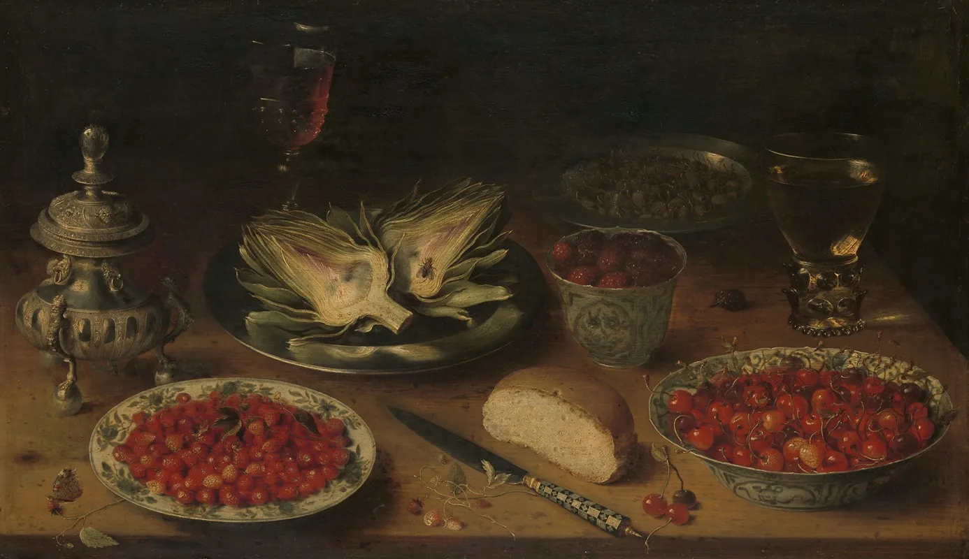 Still Life With Artichoke Fruit In Kraak Porcelain Ware And A Salt Cellar And Pepper Castor Wall Art by Osias Beert the Elder - High-Resolution Digital Print