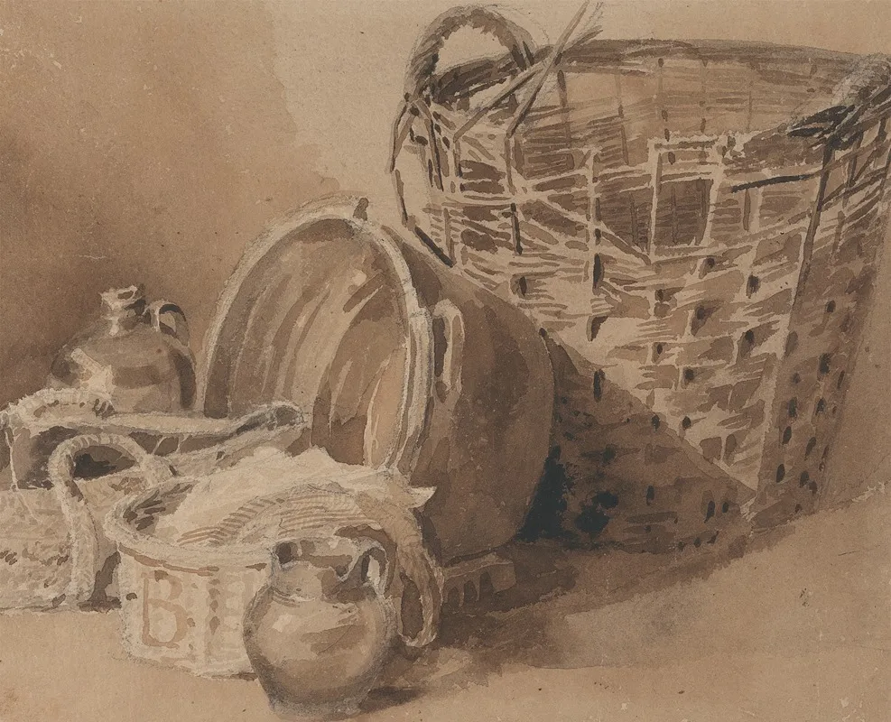 Still Life With Baskets And Pottery