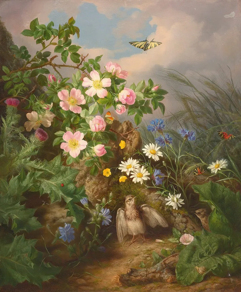 Still Life With Bird Wall Art by Josef Lauer - High-Resolution Digital Print