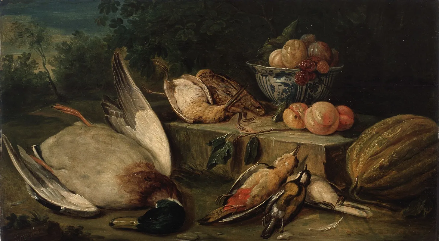 Still Life With Birds 3 Wall Art by Philippe Lambert Joseph Spruyt - High-Resolution Digital Print