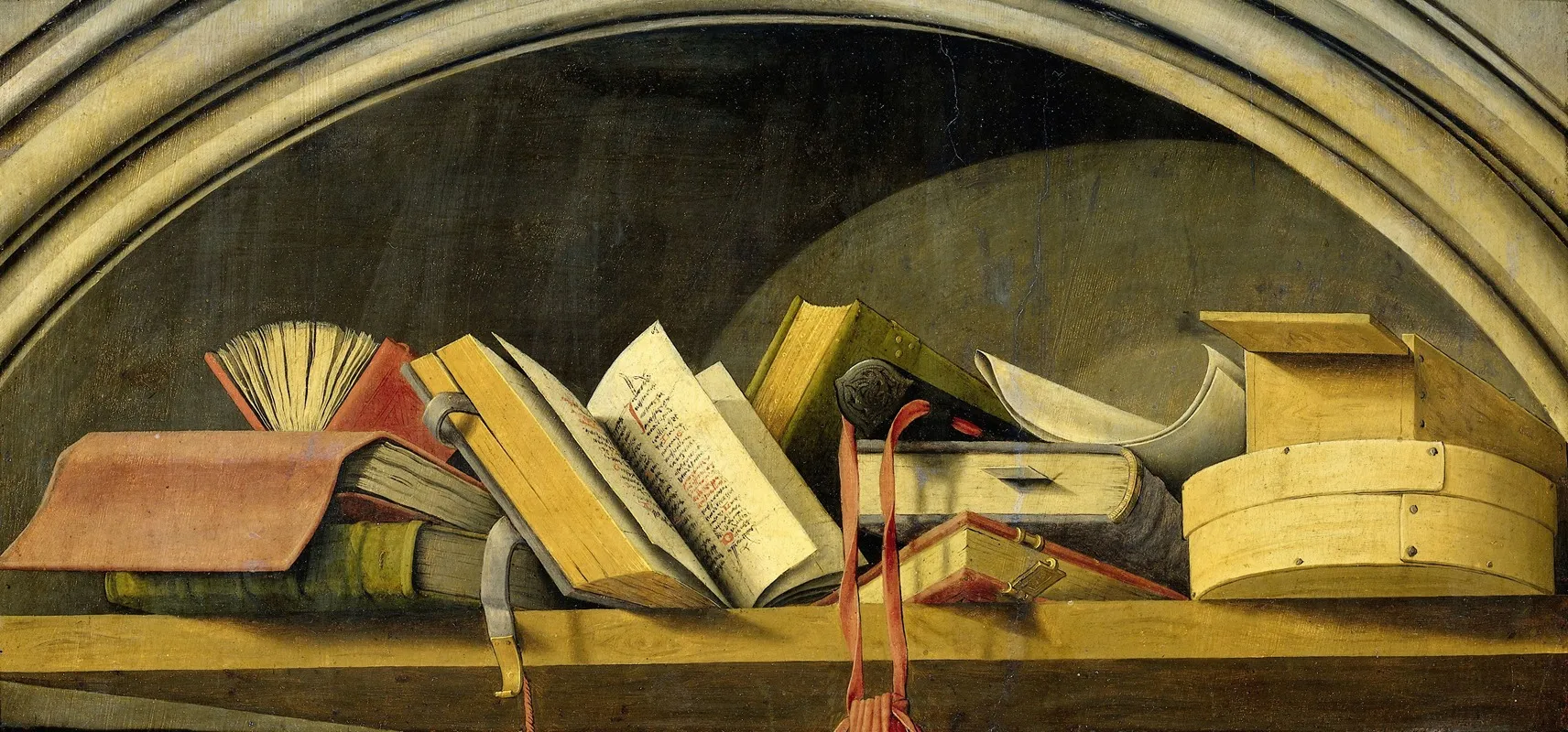 Still Life With Books In A Niche Wall Art by Barthélémy d'Eyck - High-Resolution Digital Print