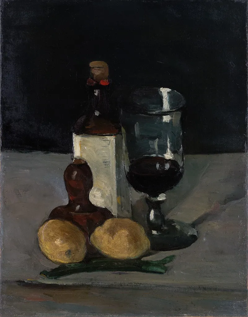 Still Life With Bottle Glass And Lemons