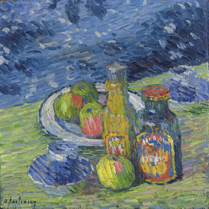 Still Life With Bottles And Fruit Wall Art by Alexej von Jawlensky - High-Resolution Digital Print