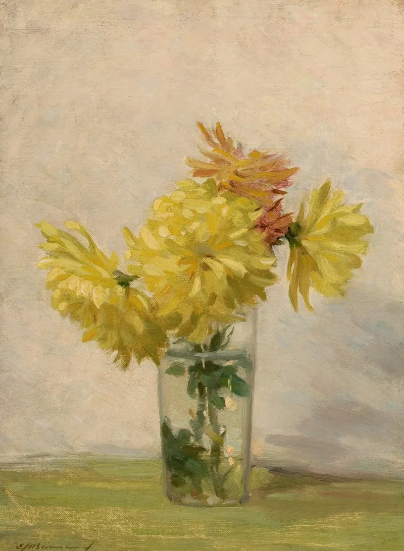 Still Life With Bouquet Of Yellow Flowers Wall Art by Edward Herbert Barnard - High-Resolution Digital Print