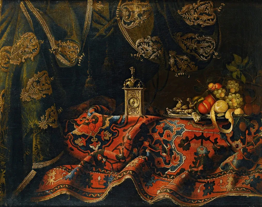 Still Life With Carpet And Clock Wall Art by FRANCESCO FIERAVINO - High-Resolution Digital Print