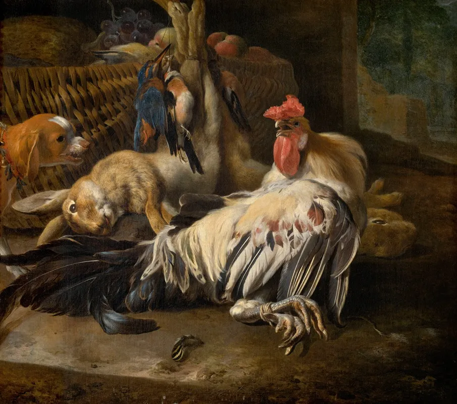 Still Life With Cock Wall Art by Melchior d'Hondecoeter - High-Resolution Digital Print