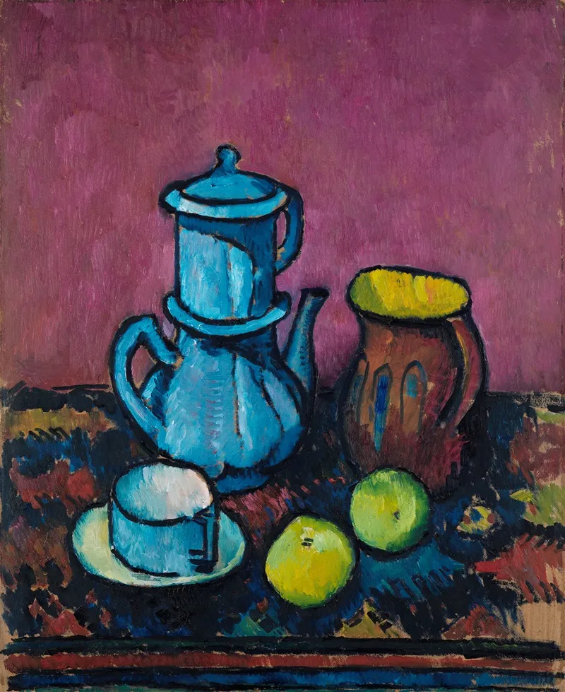 Still Life With Coffee Tableware And Apples Wall Art by Alexander Kanoldt - High-Resolution Digital Print