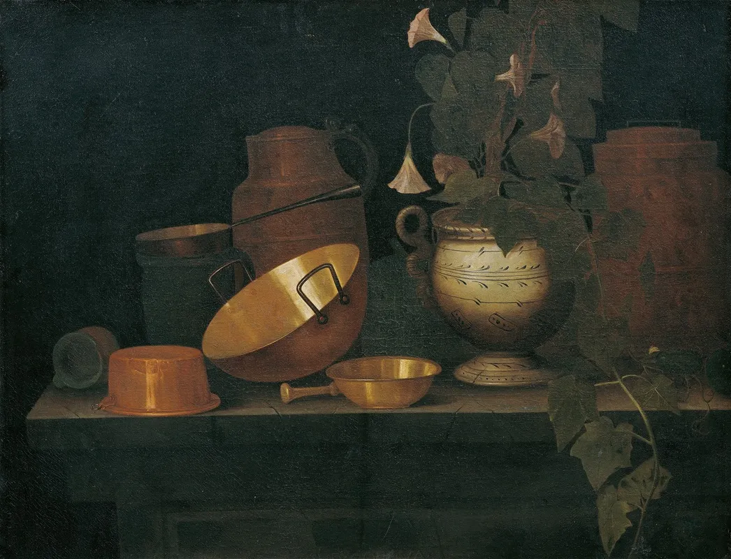 Still Life With Copper Dishes Wall Art by Joannes de Cordua - High-Resolution Digital Print