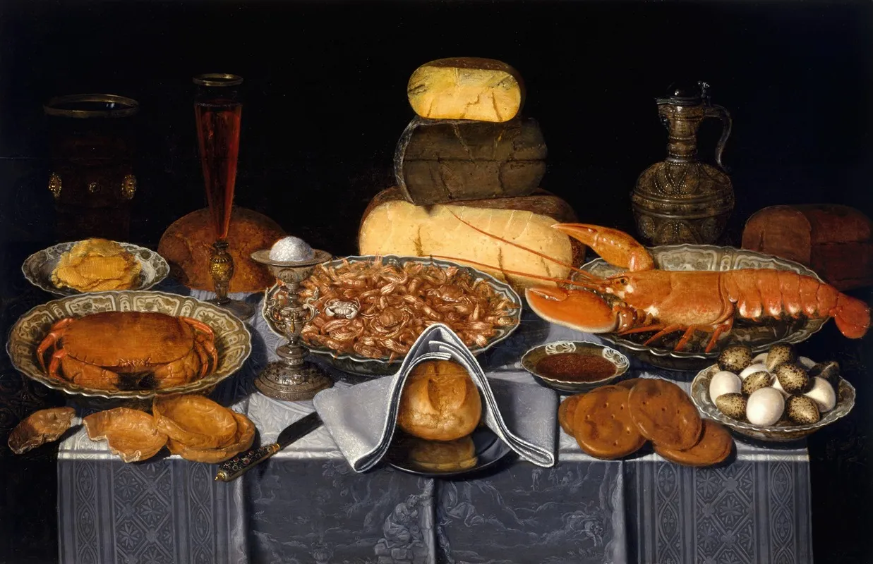 Still Life With Crab Shrimps And Lobster Wall Art by Clara Peeters - High-Resolution Digital Print