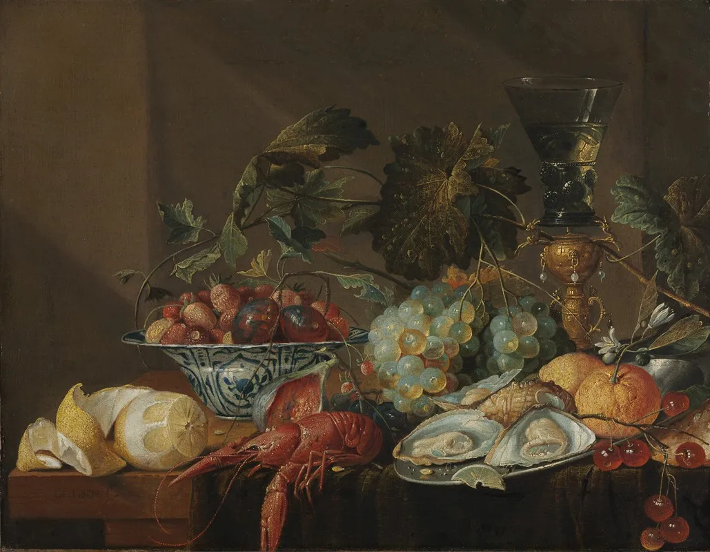 Still Life With Crayfish Oysters And Fruit Wall Art by Cornelis de Heem - High-Resolution Digital Print