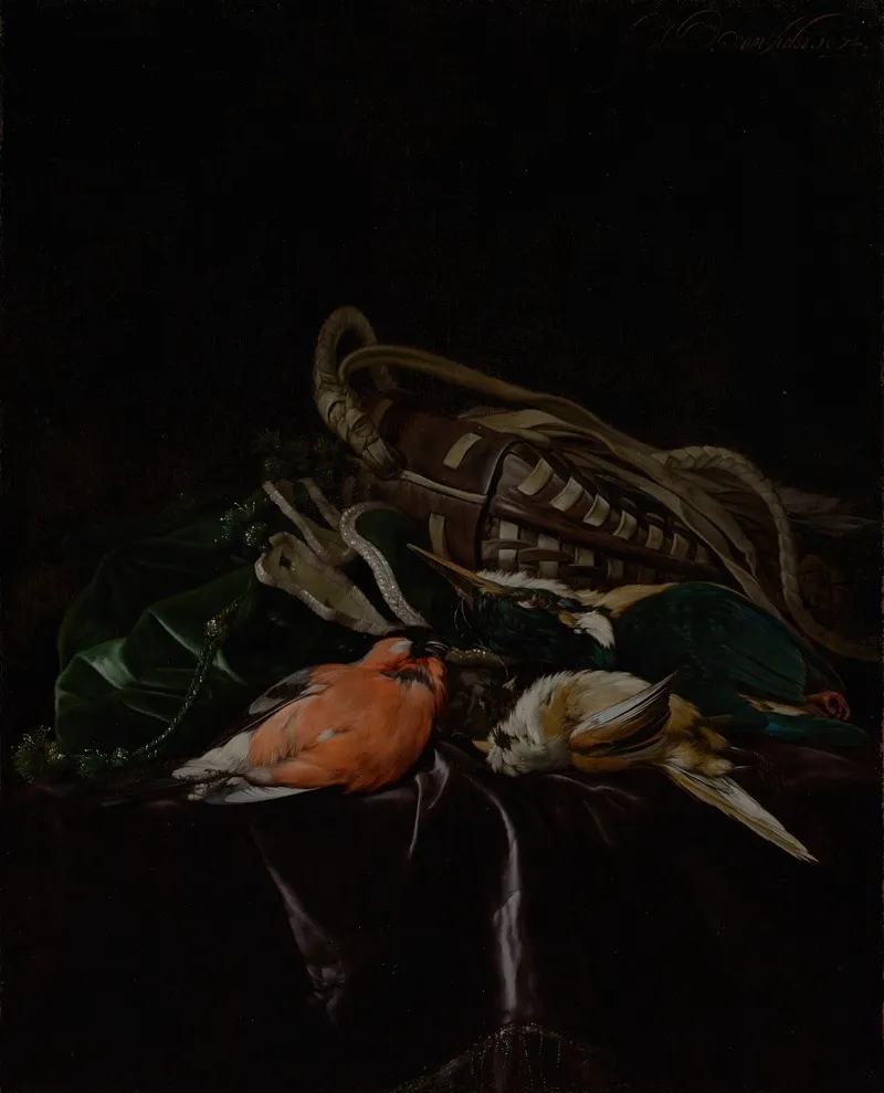 Still Life With Dead Birds And Game Bag Wall Art by Willem van Aelst - High-Resolution Digital Print