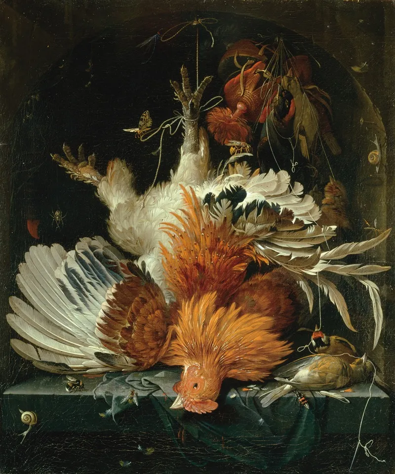 Still Life With Dead Poultry 2 Wall Art by Abraham Mignon - High-Resolution Digital Print