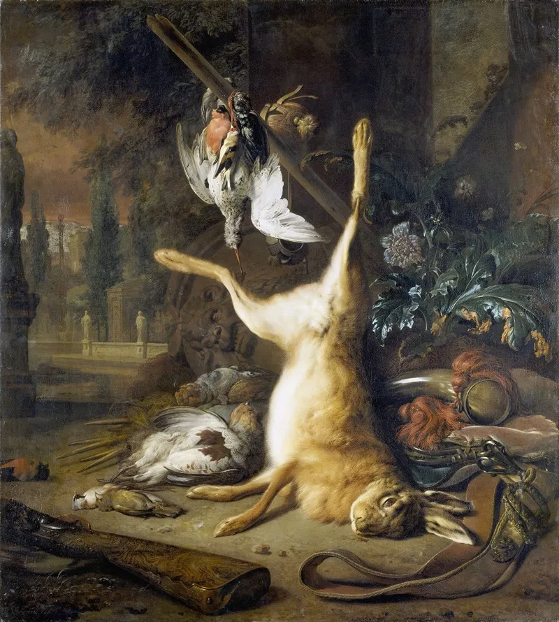 Still Life With Dead Rabbit And Birds Wall Art by Jan Weenix - High-Resolution Digital Print