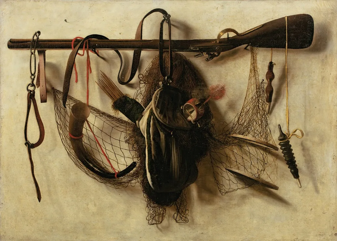 Still Life With Falconry Instruments Wall Art by Christoffel Pierson - High-Resolution Digital Print