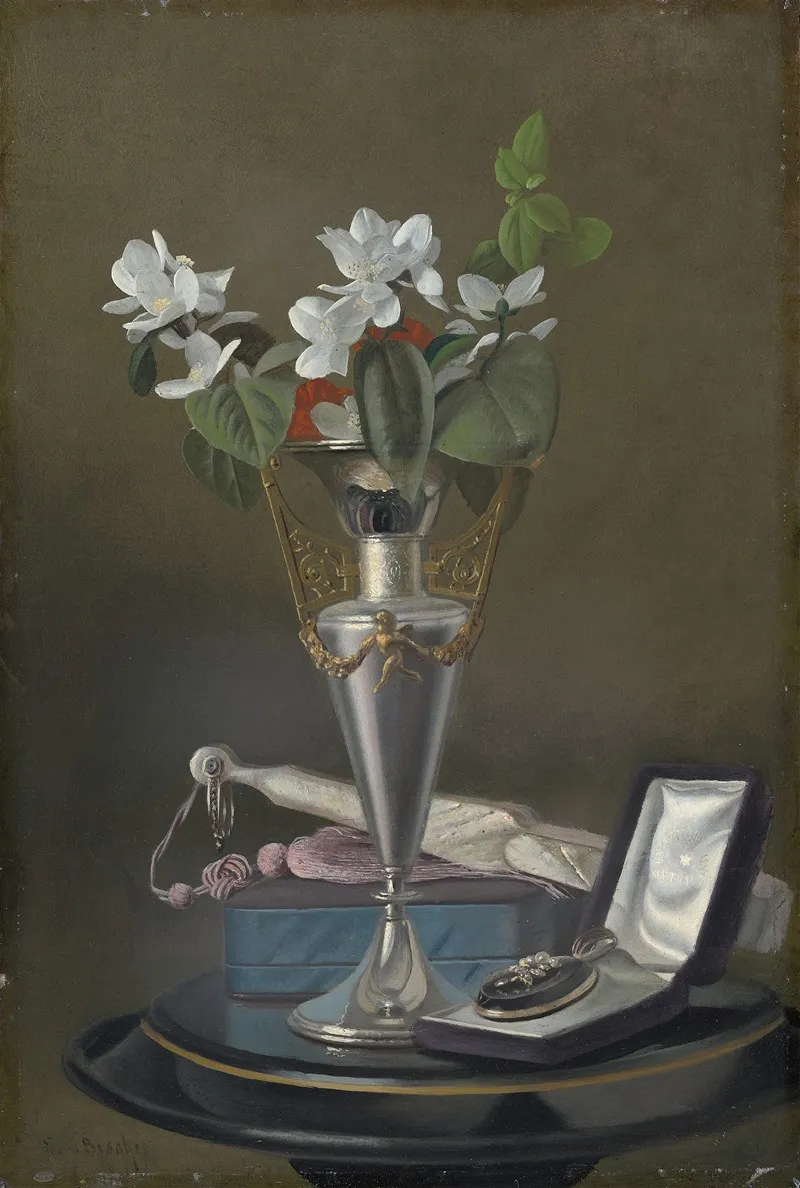 Still Life With Fan And Pendant Wall Art by Samuel Marsden Brookes - High-Resolution Digital Print