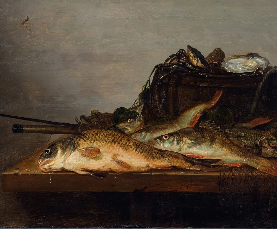 Still Life With Fish Wall Art by Jan Dirven - High-Resolution Digital Print