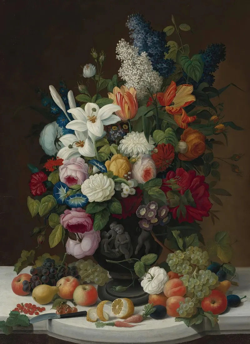 Still Life With Flowers And Fruit 10 Wall Art by Severin Roesen - High-Resolution Digital Print