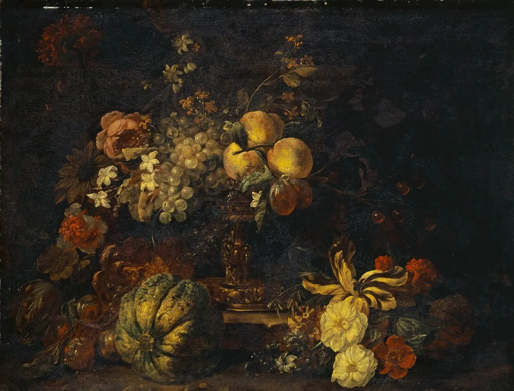 Still Life With Flowers And Fruit 5 Wall Art by Gaspar Peeter Verbruggen the Younger - High-Resolution Digital Print