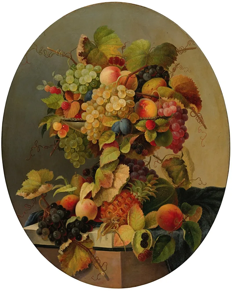 Still Life With Flowers And Fruit 7 Wall Art by Charles Baum - High-Resolution Digital Print