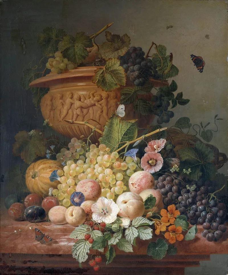 Still Life With Flowers And Fruit Wall Art by Eelke Jelles Eelkema - High-Resolution Digital Print